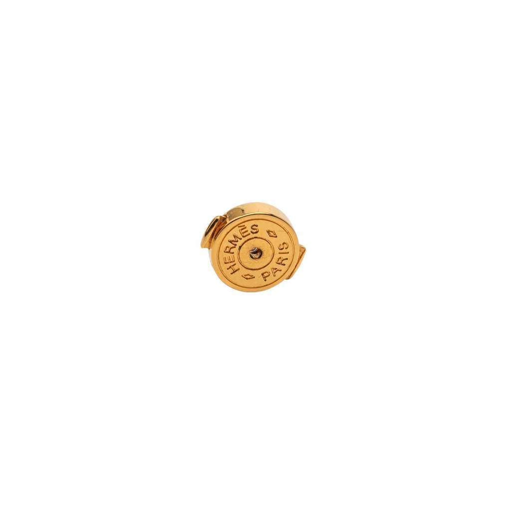 Hermès Gold Plated Barenia Loop Earrings Gold Metal Very good condition - Model View
