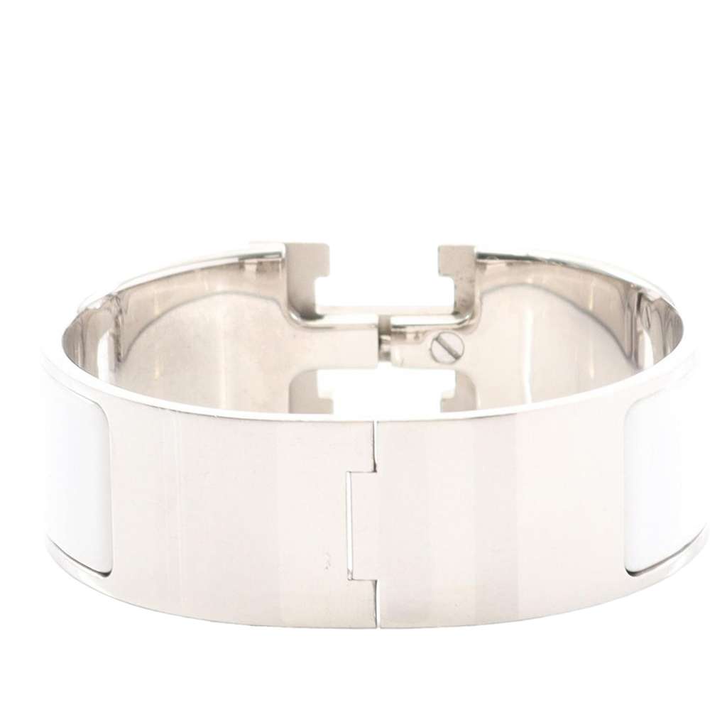 Hermès Wide Enamel Clic Clac H Bracelet PM White Very good condition - Back View