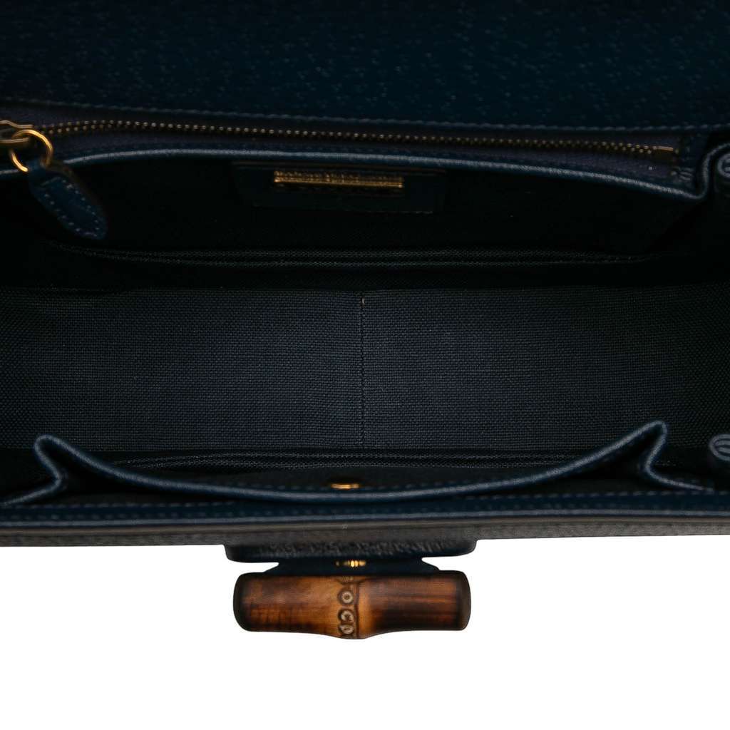 Gucci 100th Anniversary Medium GG Coated Canvas Kaleidoscope 1947 Bamboo Top Handle Bag Blue Canvas Very good - Model View