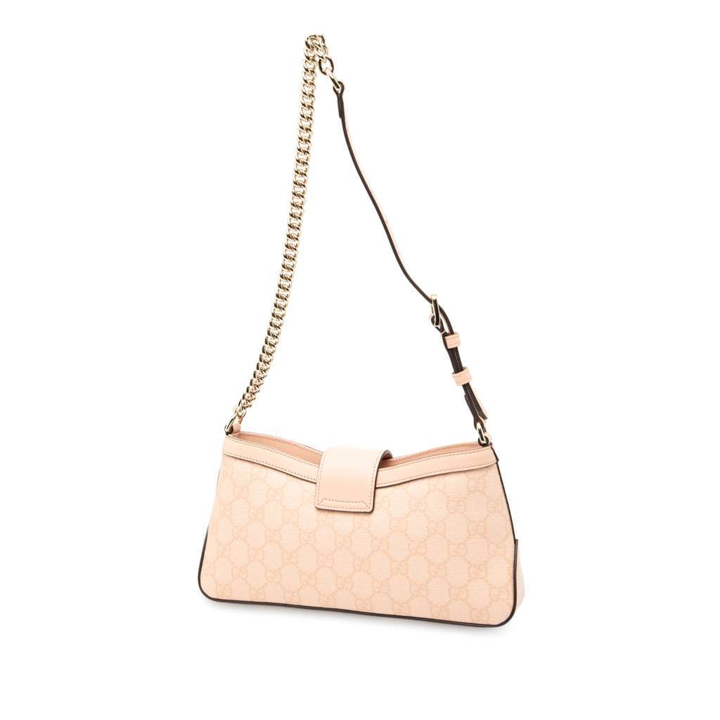 Gucci Small GG Supreme Padlock Shoulder Bag Pink Canvas Very good condition - Back View