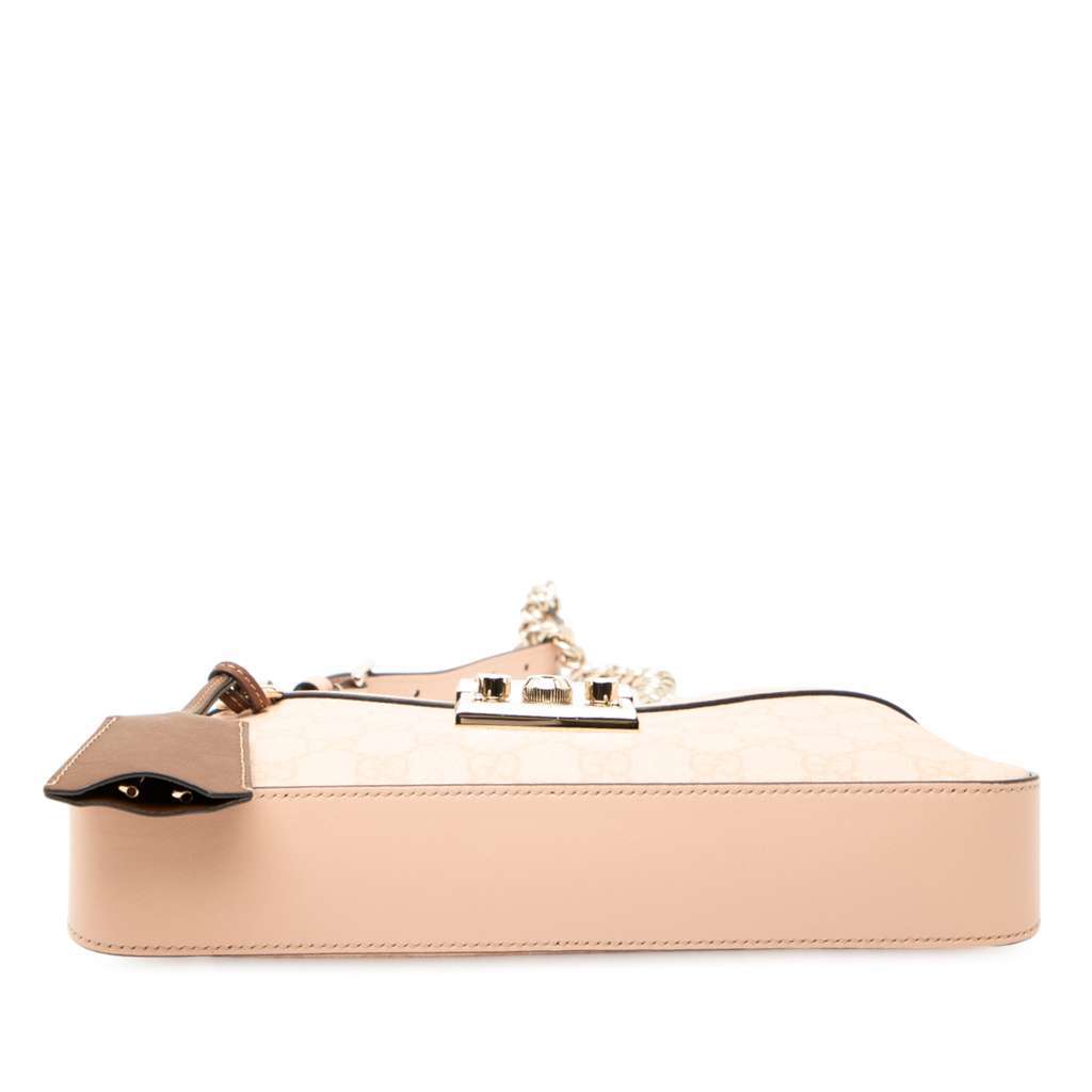 Gucci Small GG Supreme Padlock Shoulder Bag Pink Canvas Very good condition - Inside View