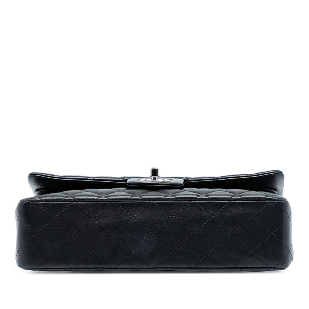 Chanel Medium Classic Lambskin Double Flap Black Leather Good - Inside View