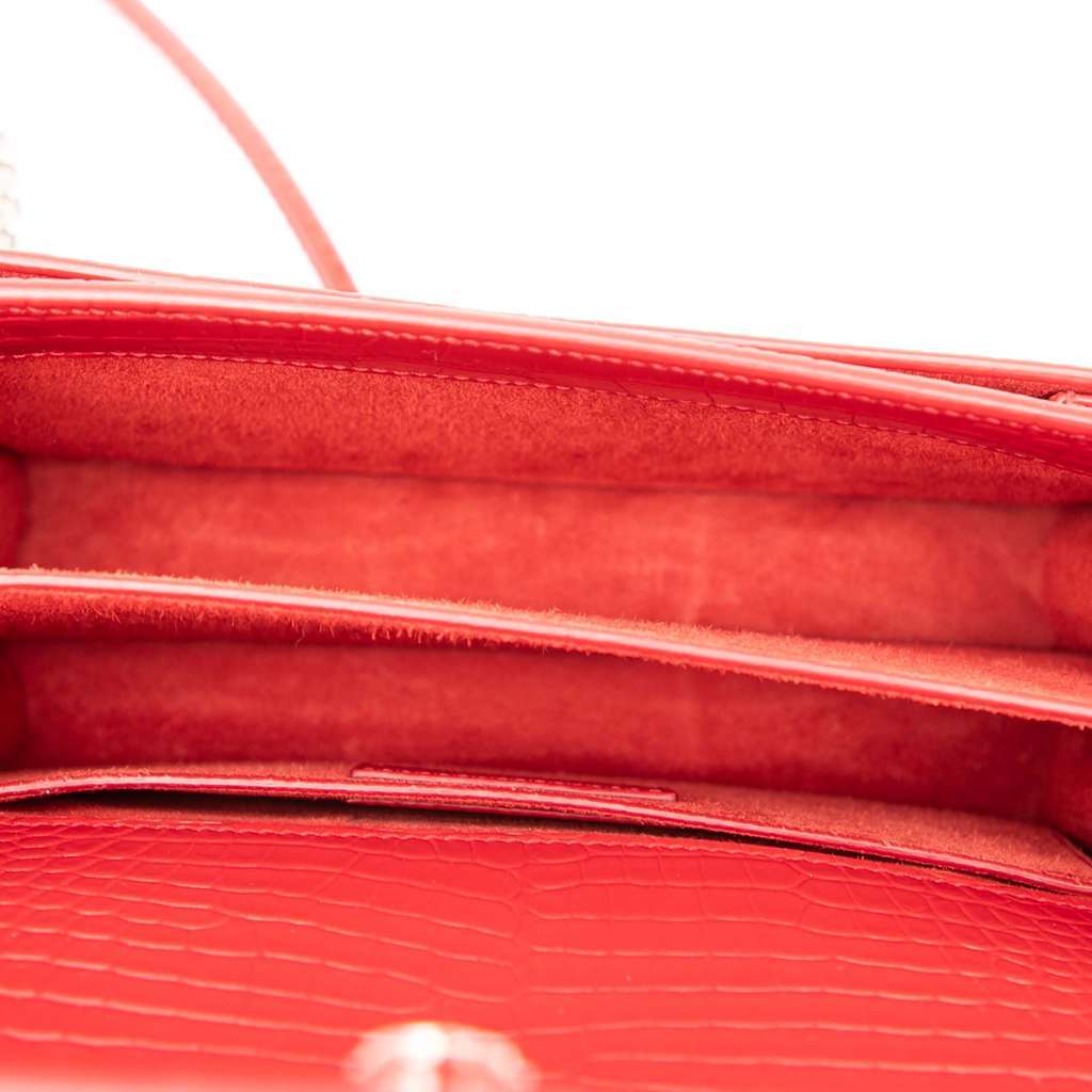 Saint Laurent Medium Croc Embossed Monogram Sunset Bag Red Leather Very good - Model View