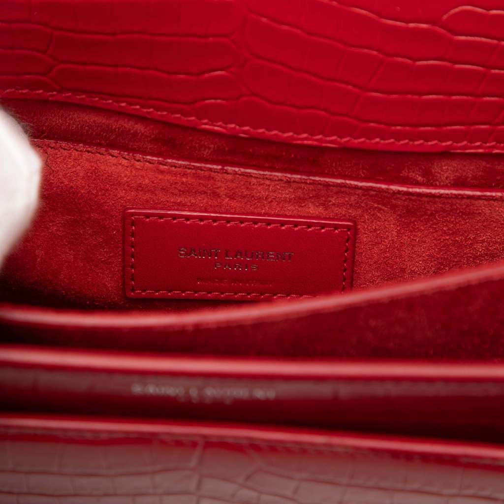 Saint Laurent Medium Croc Embossed Monogram Sunset Bag Red Leather Very good - Box View