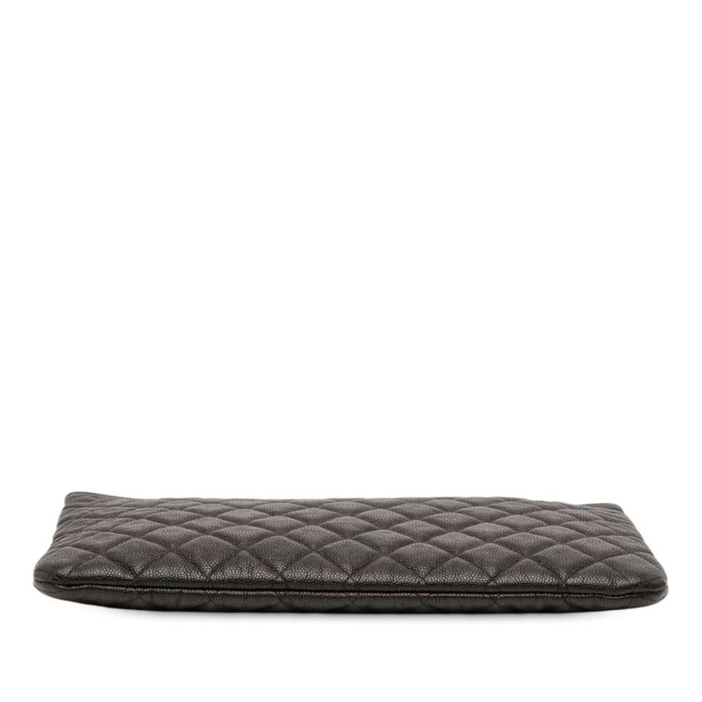 Chanel Medium Quilted Caviar Boy O Case Clutch Black Leather Very good - Inside View