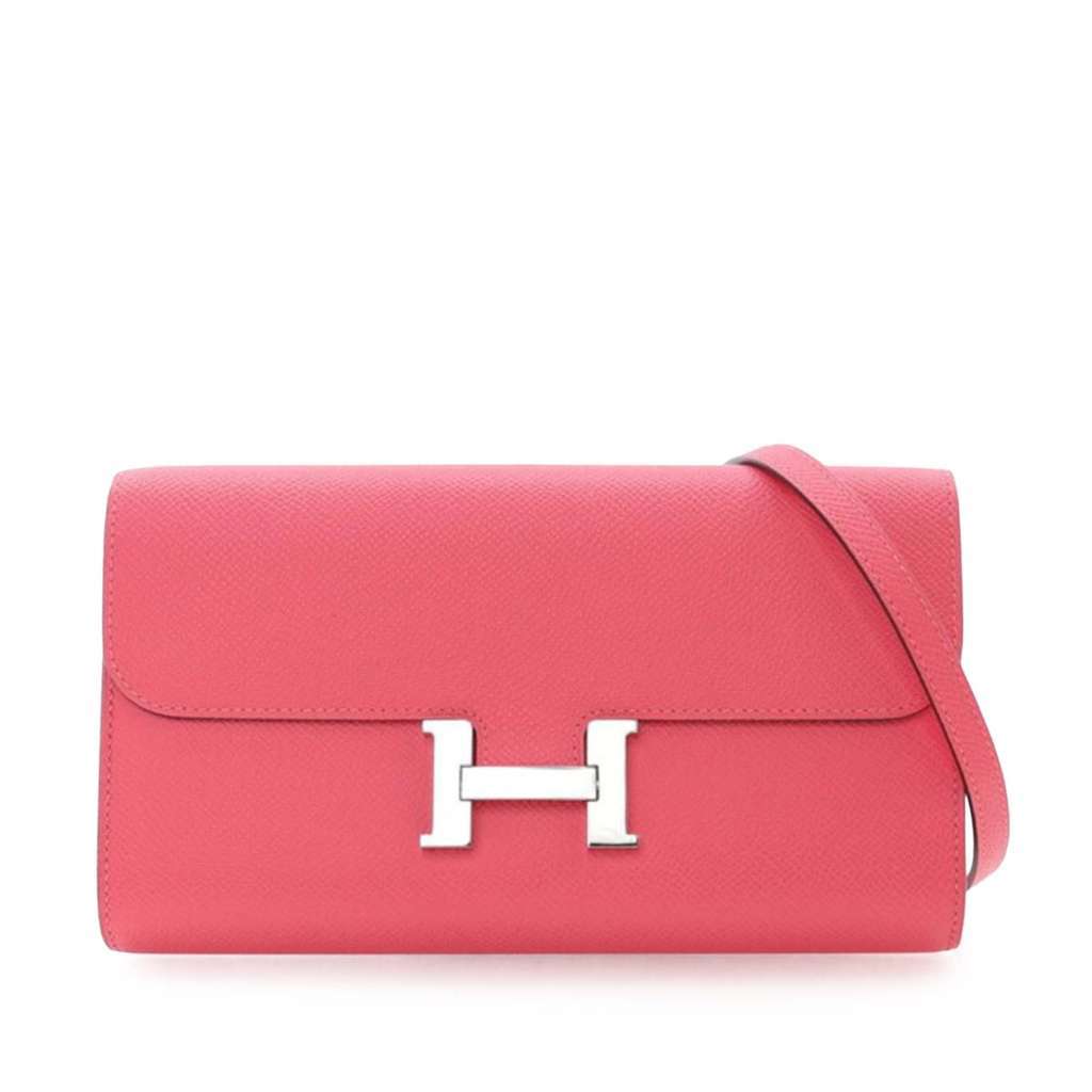 Hermès Epsom Constance Long To Go Wallet Pink Leather Good condition - Front View
