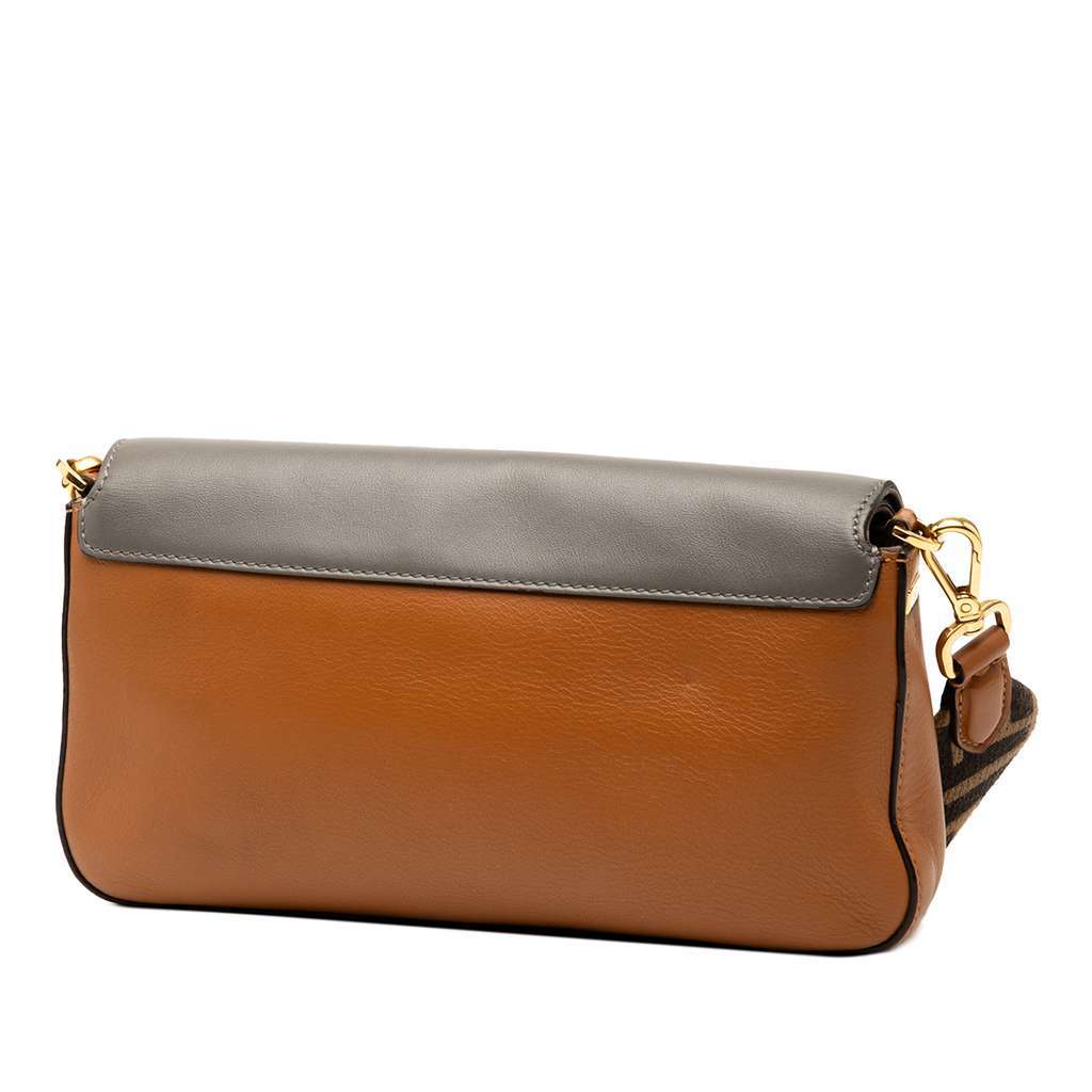 Fendi Vitello Grace FF 1974 Baguette Crossbody Brown Leather Very good - Back View