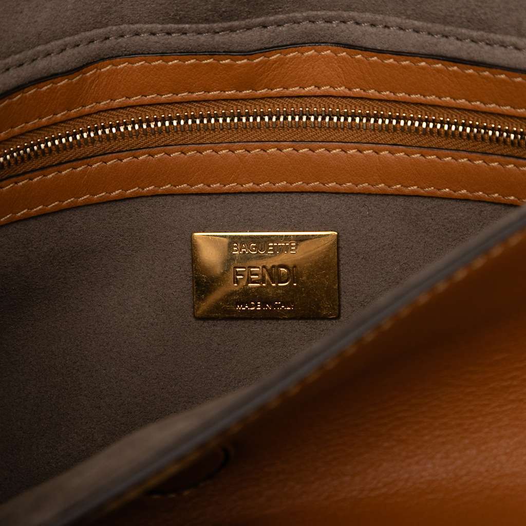 Fendi Vitello Grace FF 1974 Baguette Crossbody Brown Leather Very good - Box View