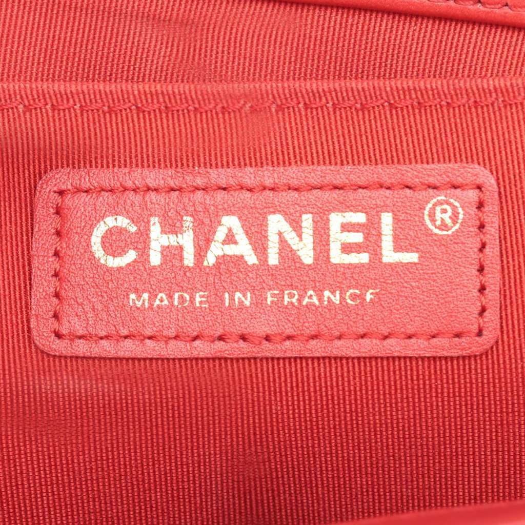 Chanel Small Straw and Lambskin Boy Flap Red Very good - Box View