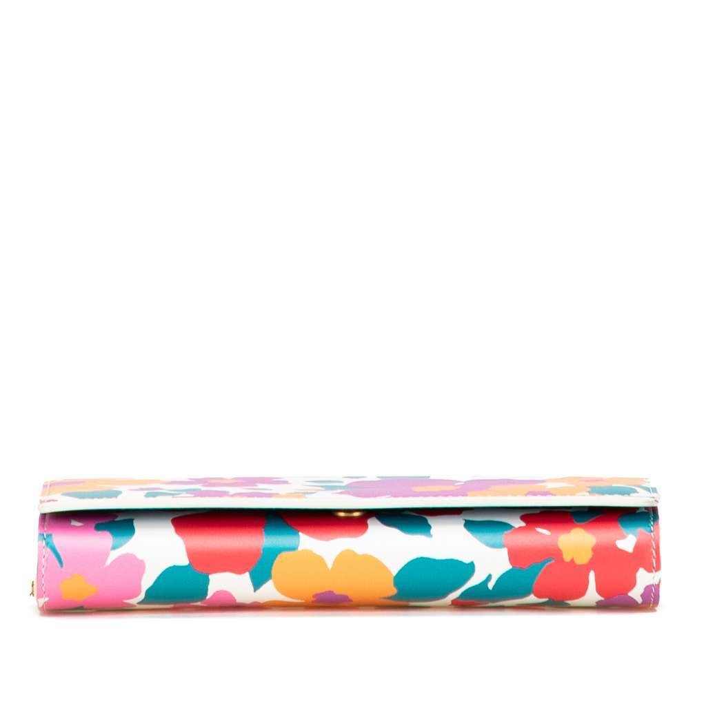 Saint Laurent Floral Printed Leather Wallet On Chain White Leather Good condition - Inside View