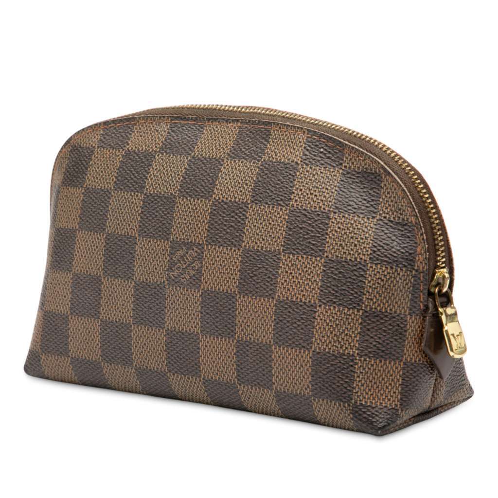 Louis Vuitton Damier Ebene Cosmetic Pouch PM Brown Good - Back View