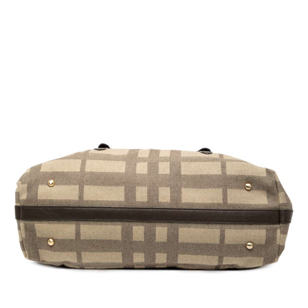 Burberry Tonal Check Canvas Tote Brown Canvas Good - Inside View