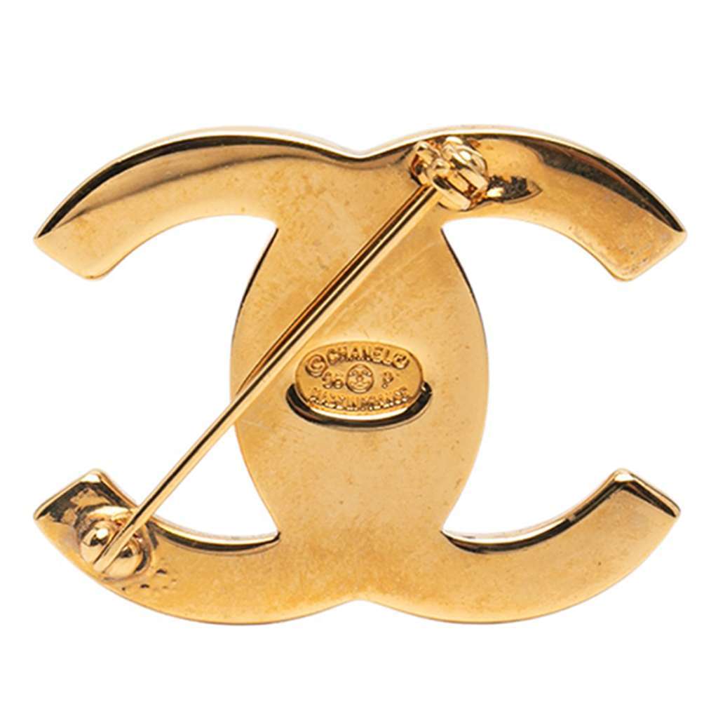Chanel Gold Plated CC Turn Lock Brooch Gold Metal Good condition - Back View