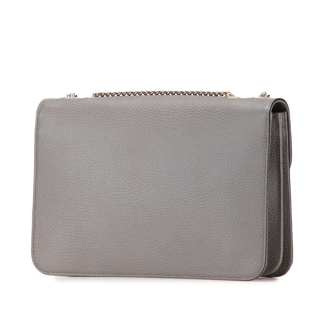 Gucci Medium Dollar Calfskin Interlocking G Crossbody Grey Leather Very good - Back View