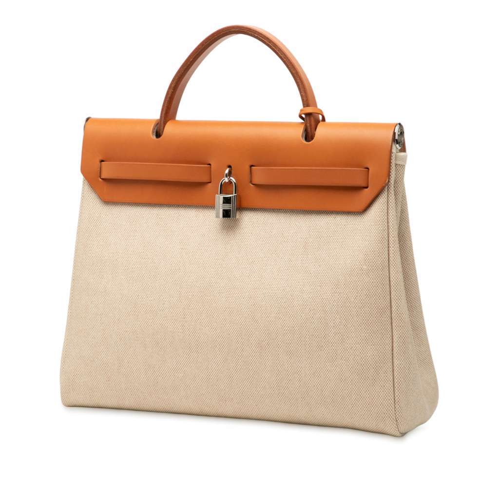 Hermès Toile Herbag PM Brown Canvas Good condition - Back View