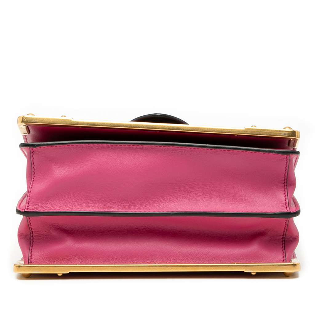Prada Saffiano Trimmed City Calf Cahier Crossbody Pink Leather Good - Inside View