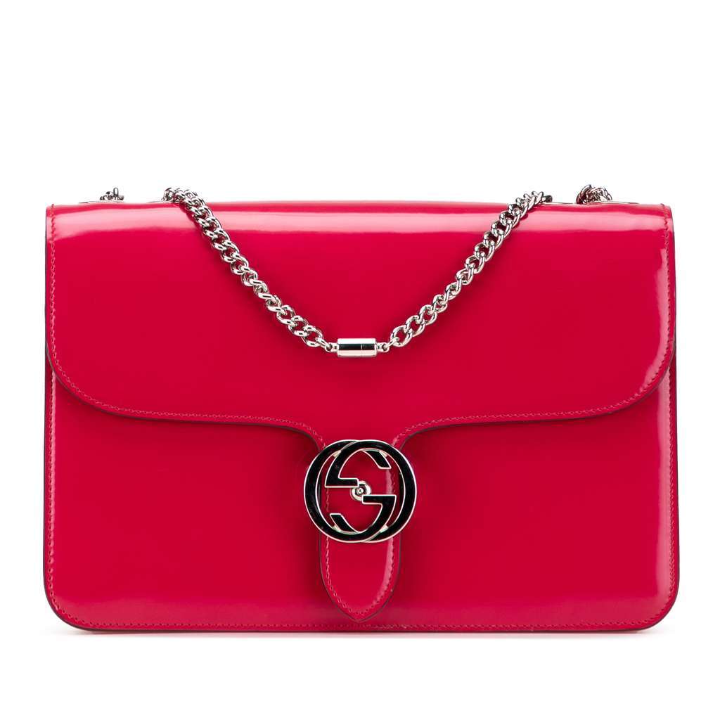 Gucci Medium Patent Dollar Interlocking G Crossbody Red Leather Very good - Front View