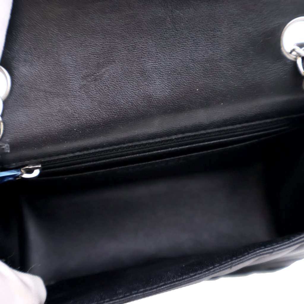 Chanel Mini Square Classic Chevron Lambskin Single Flap Black Leather Good - Model View