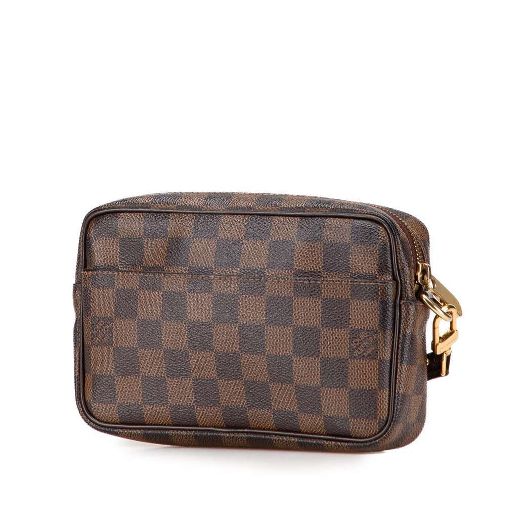 Louis Vuitton Damier Ebene Pochette Billets Macao Brown Very good - Back View