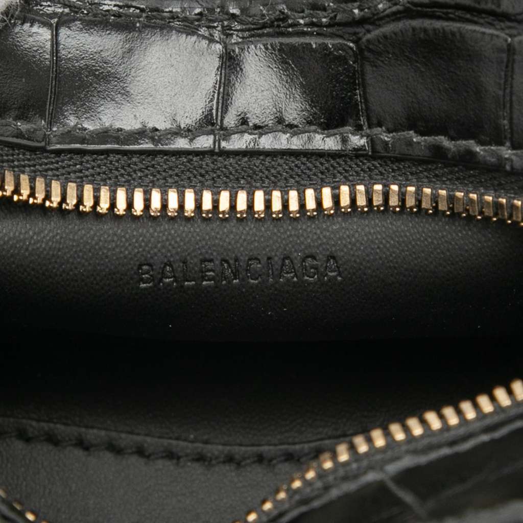 Balenciaga Super Nano Croc Embossed Calfskin Neo Classic City Black Leather Very good condition - Box View