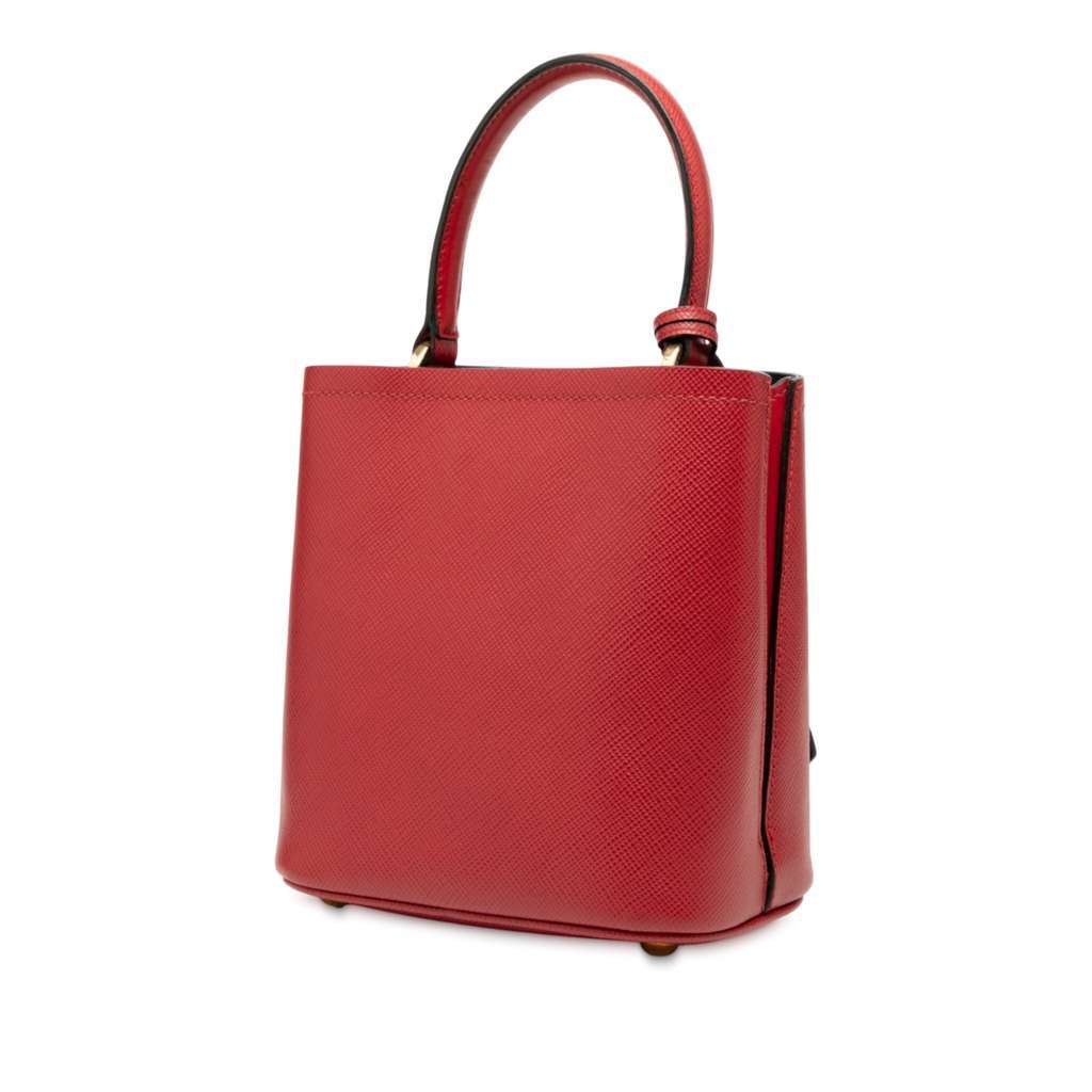 Prada Small Embellished Saffiano Cuir Panier Satchel Red Leather Very good - Back View