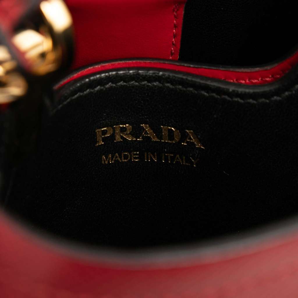 Prada Small Embellished Saffiano Cuir Panier Satchel Red Leather Very good - Box View