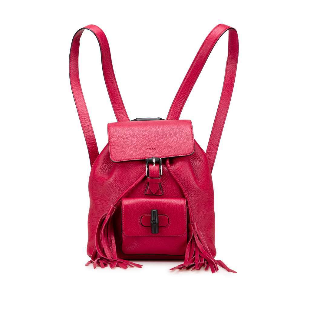 Gucci Leather Bamboo Daily Backpack Pink Leather Very good - Front View