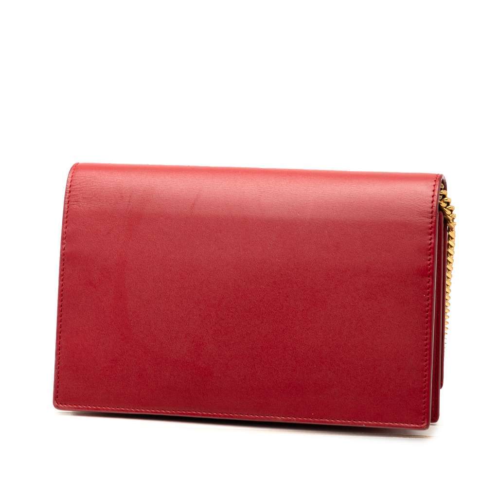 Saint Laurent Smooth Calfskin Monogram Kate Tassel Wallet on Chain Red Leather Very good - Back View