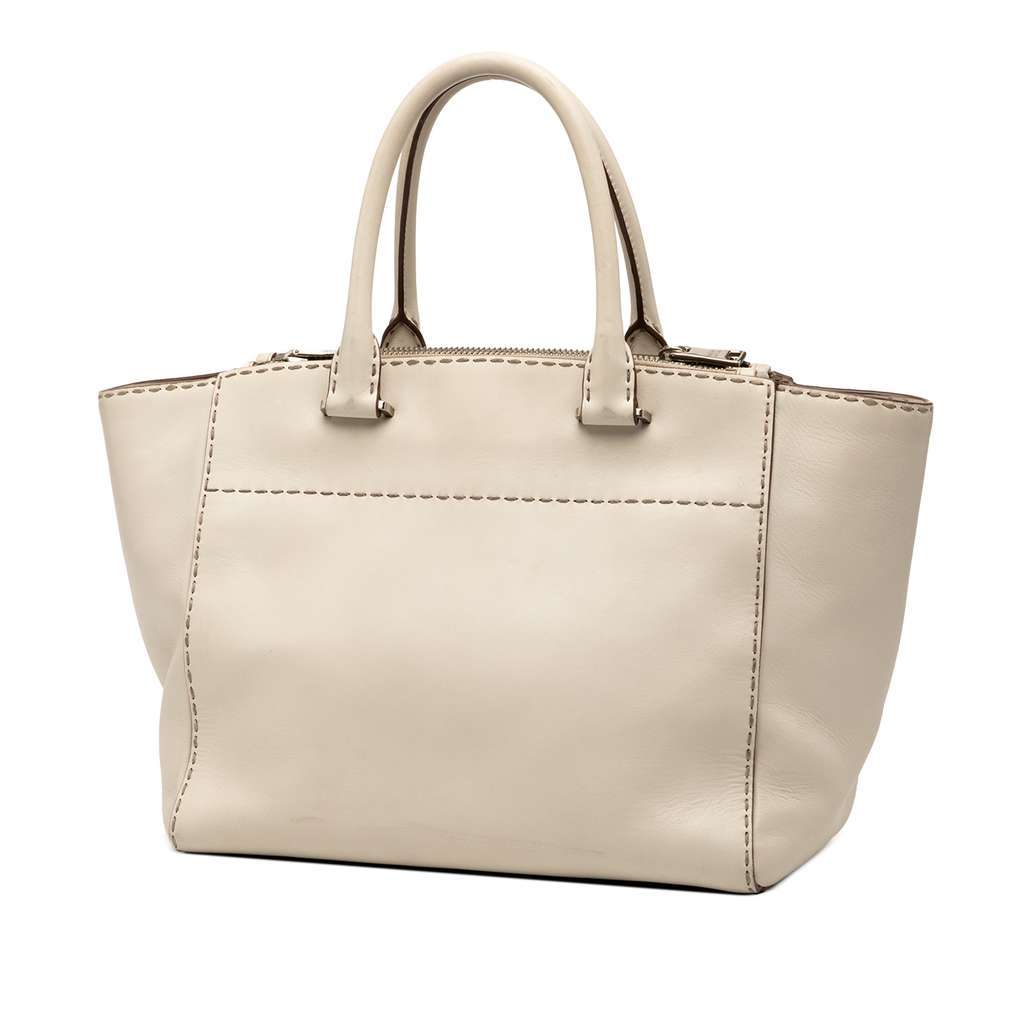 Prada City Calf Stitched Twin Pocket Satchel Brown Leather Very good - Back View
