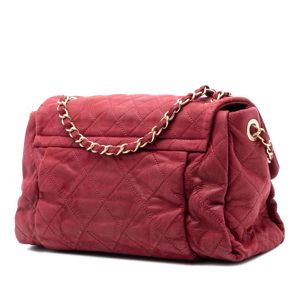 Chanel Large Aged Calfskin Chic Quilt Flap Red Leather Very good condition - Back View