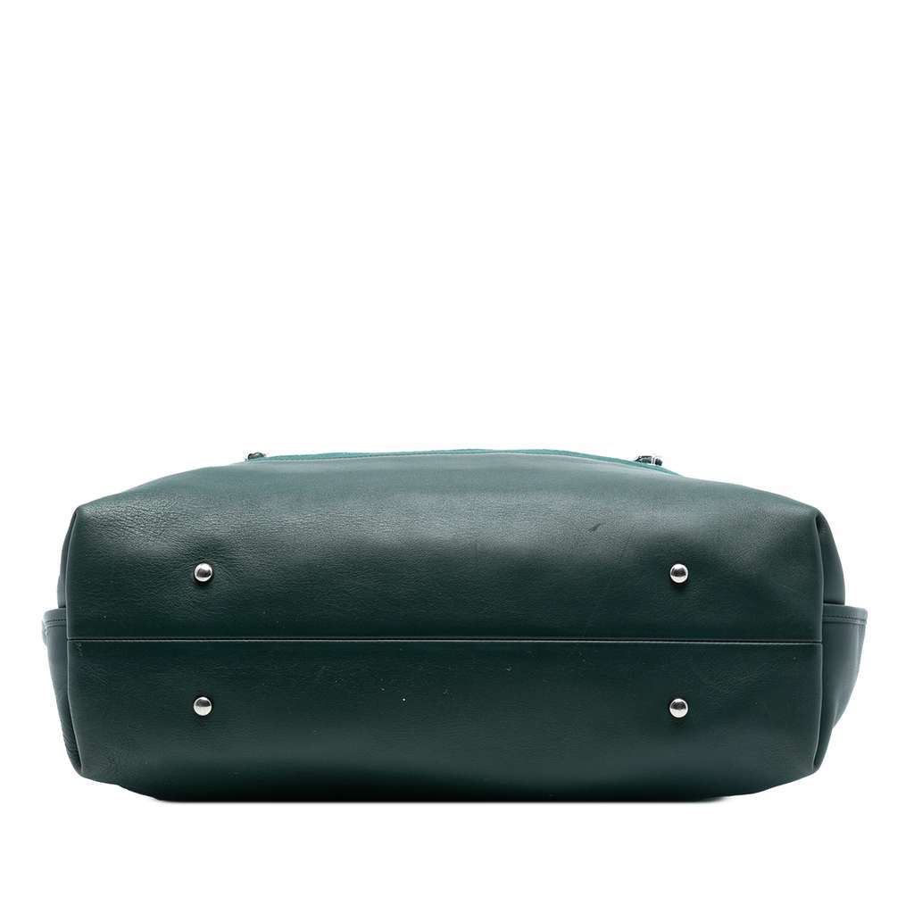 Chanel Extra Large Stitched Wool and Calfskin 31 Shopping Bag Green Wool Very good - Inside View