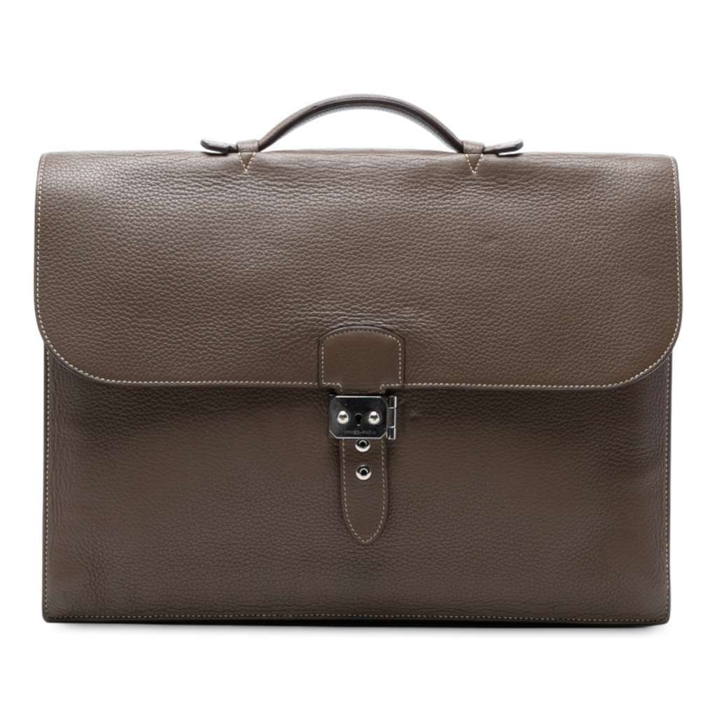 Hermès Togo Sac a Depeches 40 Brown Leather Very good condition - Front View