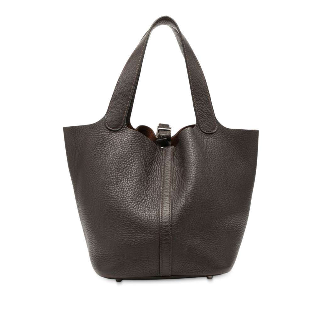 Hermès Clemence Picotin 22 Brown Leather Good condition - Front View