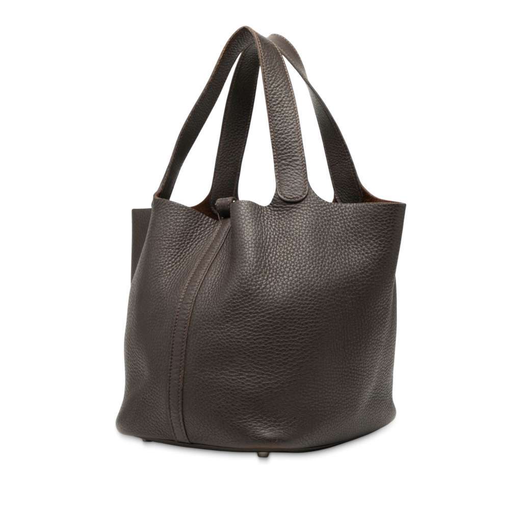 Hermès Clemence Picotin 22 Brown Leather Good condition - Back View
