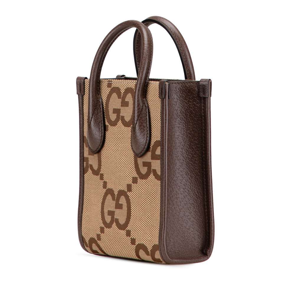 Gucci Mini Jumbo GG Canvas Web Satchel Brown Canvas Very good - Back View