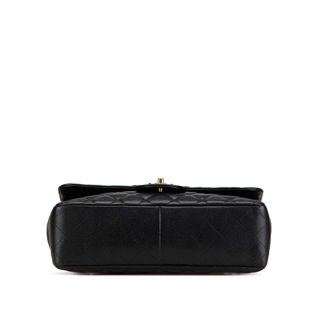 Chanel Jumbo Classic Caviar Single Flap Black Leather Good - Inside View