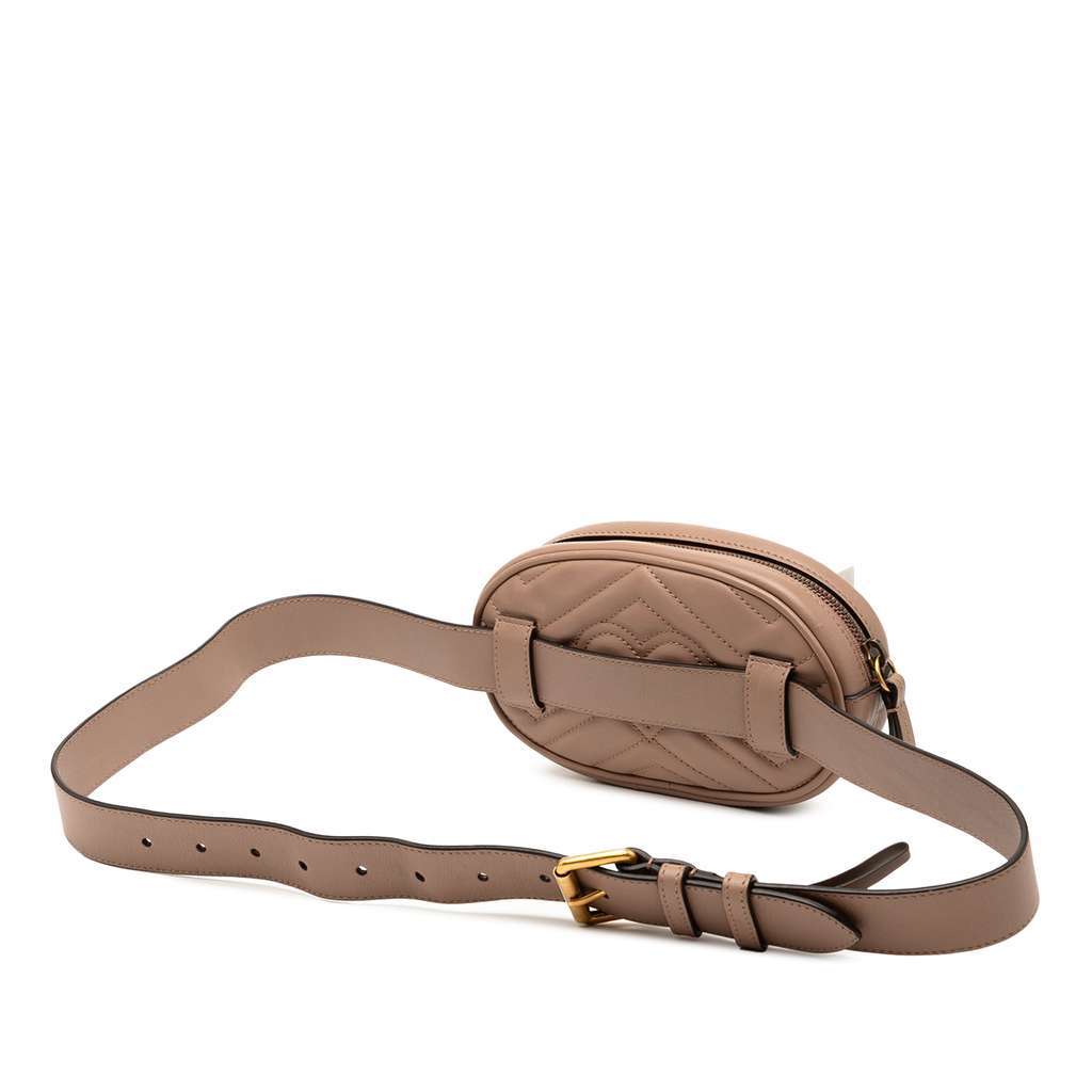 Gucci GG Marmont Matelasse Leather Belt Bag Brown Leather Very good condition - Back View