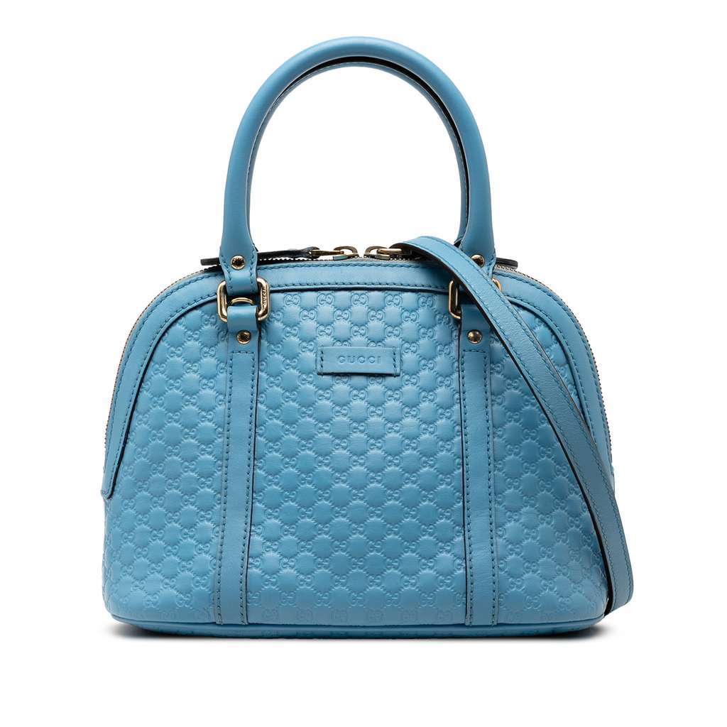 Gucci Mini Microguccissima Dome Satchel Blue Leather Very good - Front View