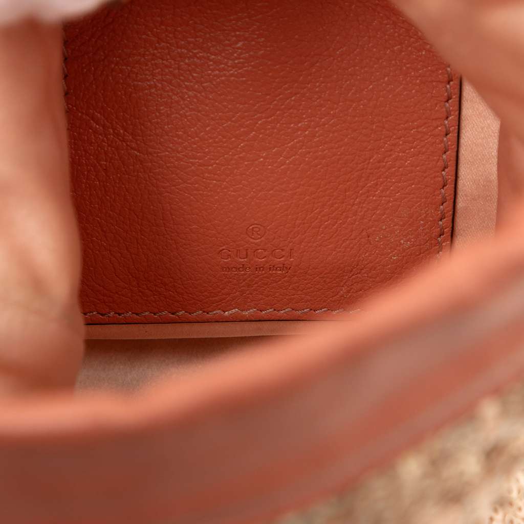 Gucci Small GG Marmont Sequined Diagonal Matelasse Leather Bucket Bag Pink Leather Very good - Model View