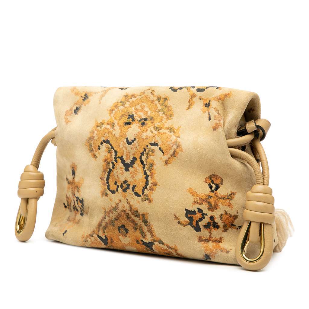Loewe Suede Tapestry Flamenco Knot Crossbody Brown Leather Good condition - Back View