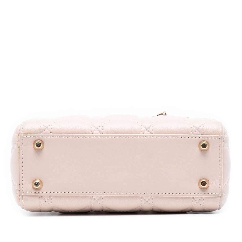 Dior Mini Lambskin Cannage Lady Dior Pink Leather Good condition - Inside View
