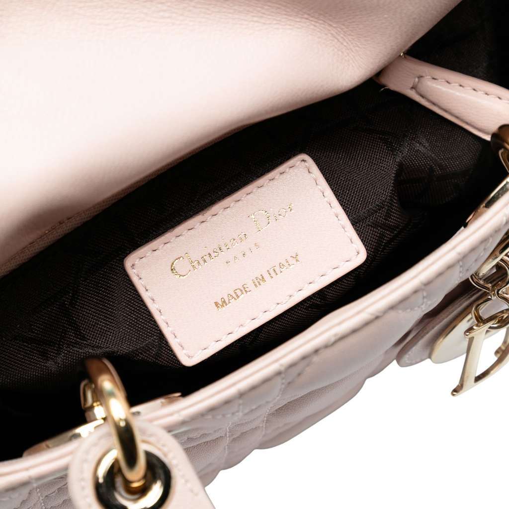 Dior Mini Lambskin Cannage Lady Dior Pink Leather Good condition - Box View
