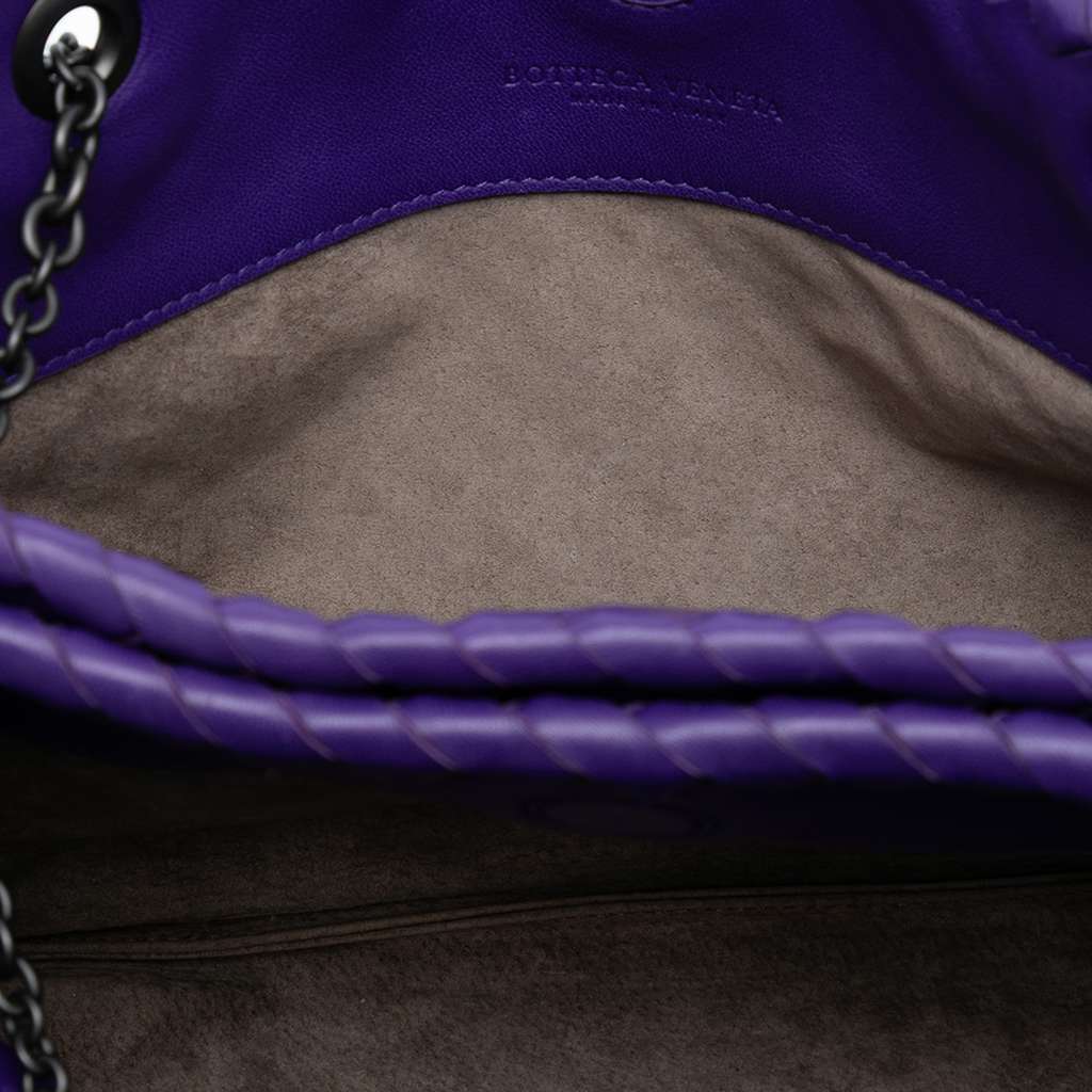 Bottega Veneta Nappa Intrecciato Duo Shoulder Bag Purple Leather Very good - Model View