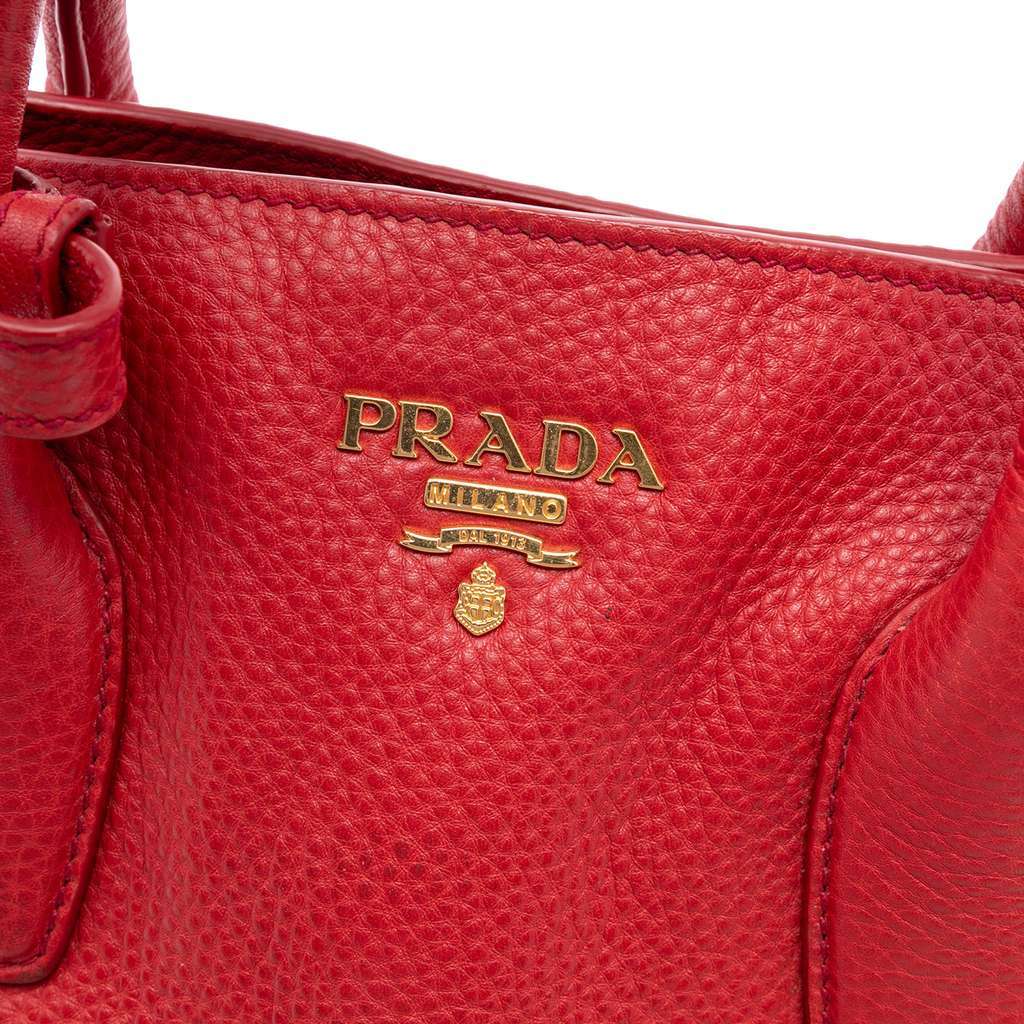 Prada Vitello Daino Open Convertible Tote Red Leather Very good condition - Box View