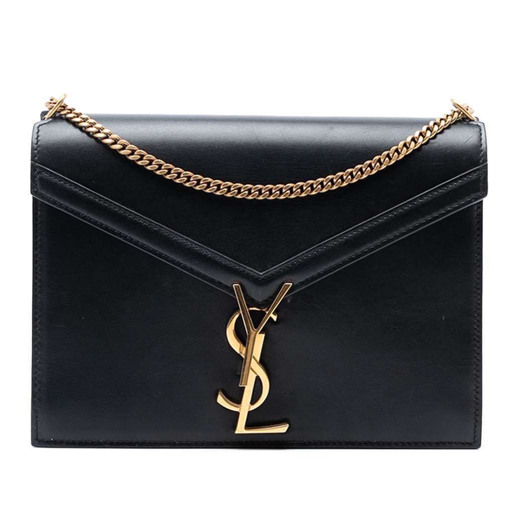 Saint Laurent Smooth Calfskin Monogram Cassandra Clasp Bag Black Leather Good - Front View