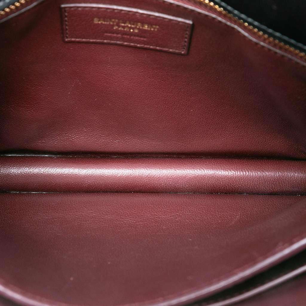 Saint Laurent Smooth Calfskin Monogram Cassandra Clasp Bag Black Leather Good - Model View