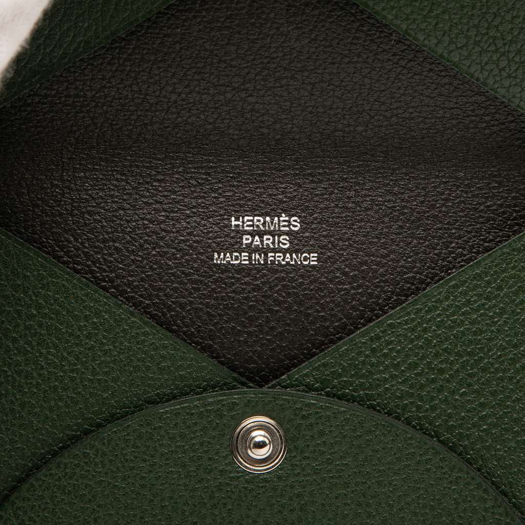 Hermès Epsom Verso Calvi Card Holder Green Leather Good condition - Box View