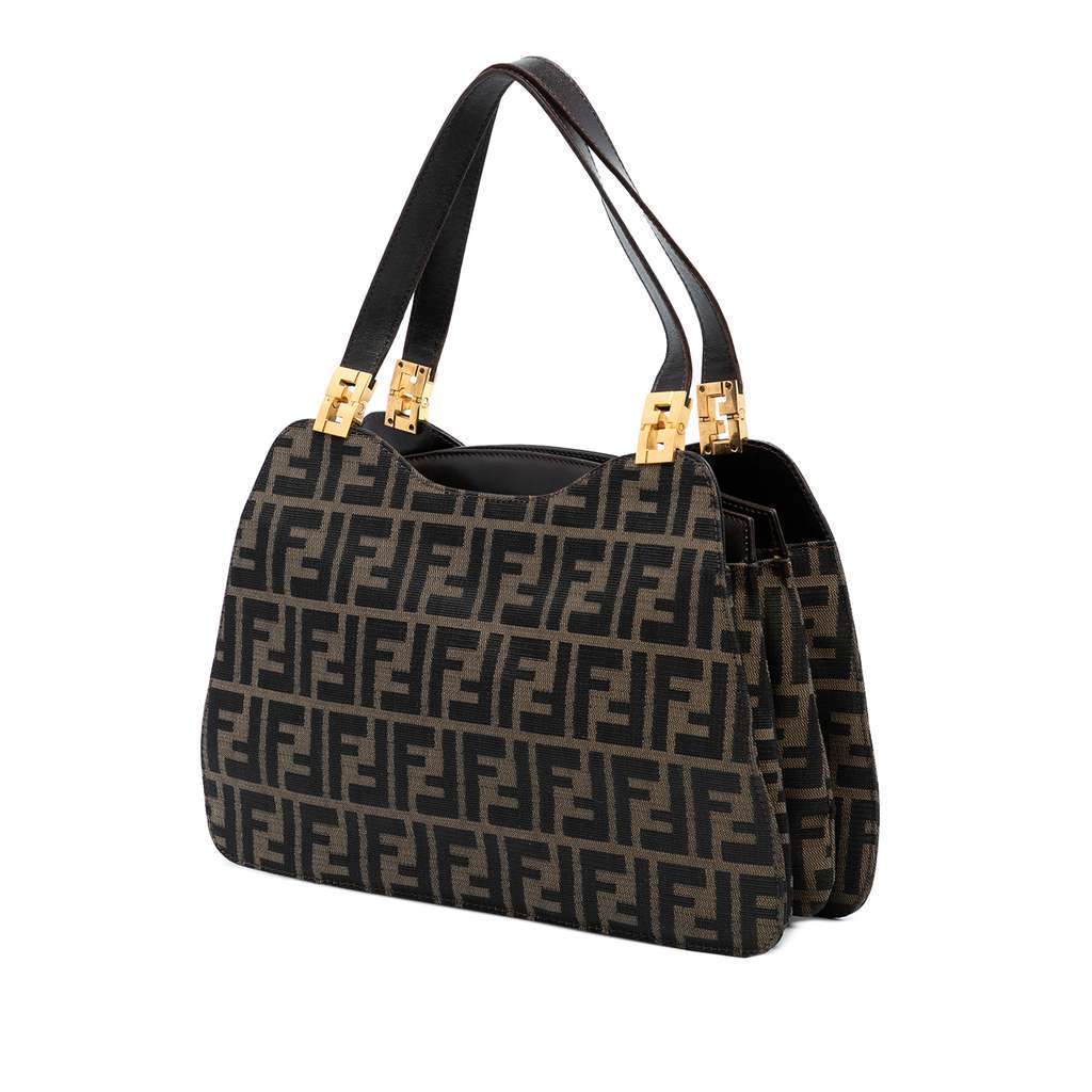 Fendi Zucca Canvas Handbag Brown Canvas Good - Back View