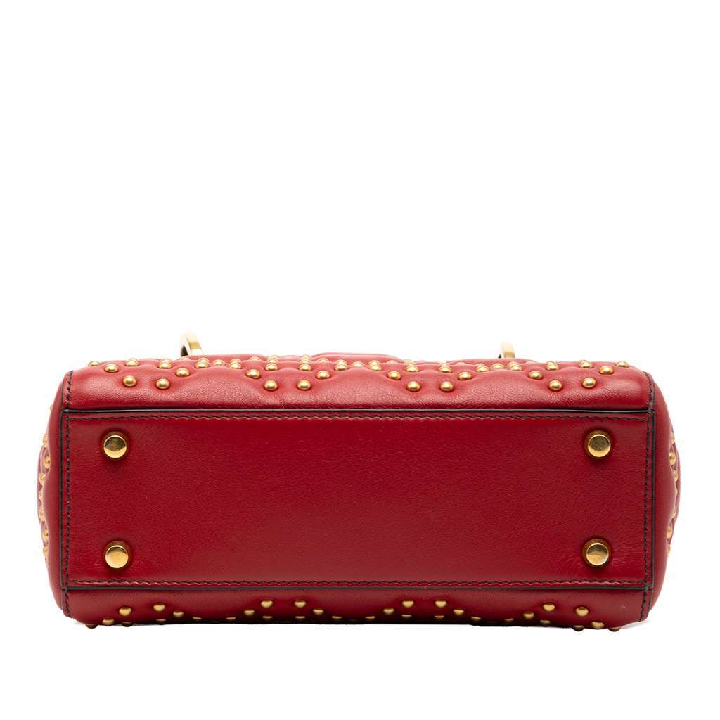 Dior Mini Lambskin Cannage Studded Supple Lady Dior Red Leather Very good - Inside View