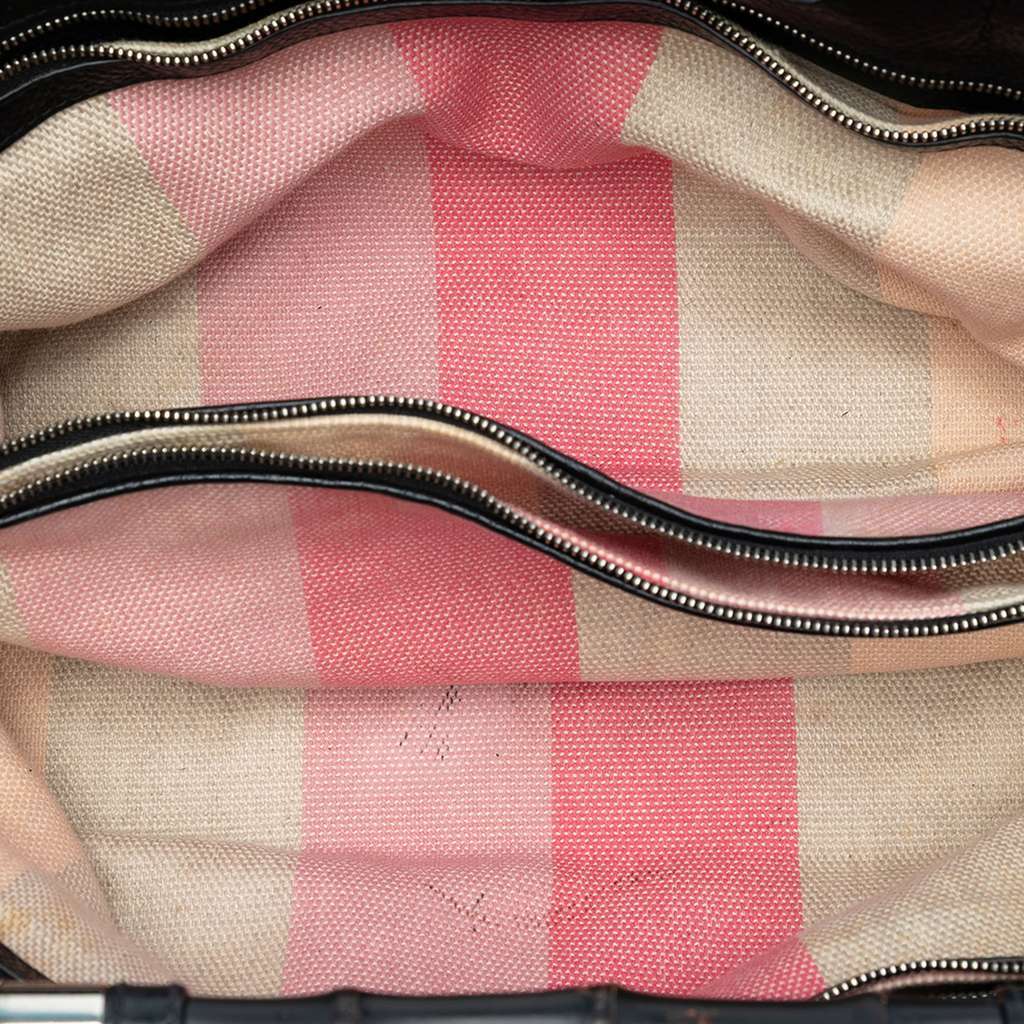 Gucci Medium Calfskin Bamboo Daily Shopper Satchel Black Leather Very good condition - Model View